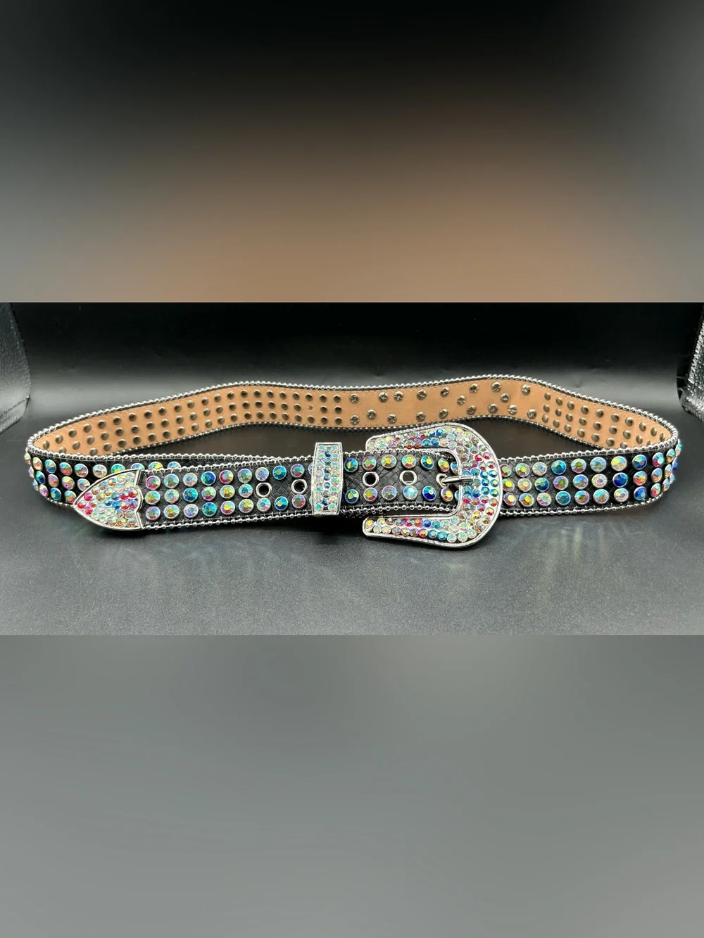 MAJESTIK  “Prodigy”  Leather Belt Colorful - Rhinestone . Size L